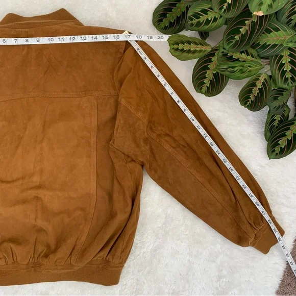 Vintage Vera Pelle Italian Leather Brown Suede Bomber Jacket - Picture 4 of 7